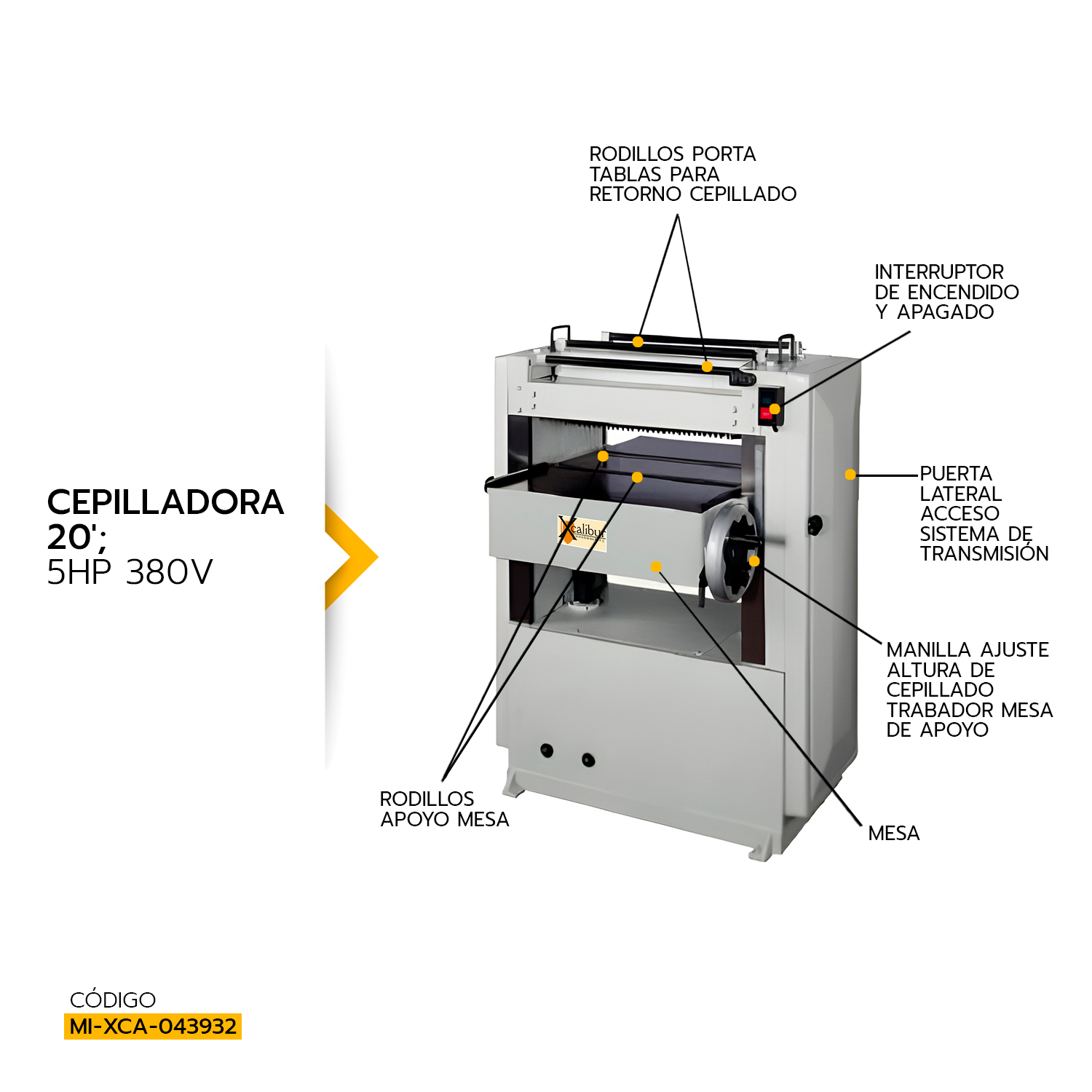 CEPILLADORA XCALIBUR 380V 20 PULGADAS 2