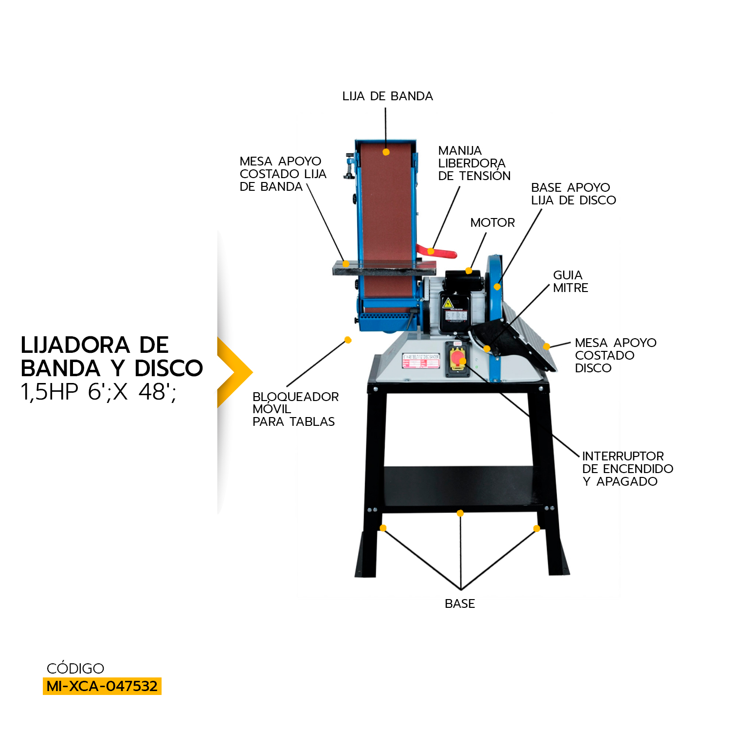LIJADORA DE BANDA Y DISCO 1.5HP XCALIBUR 1