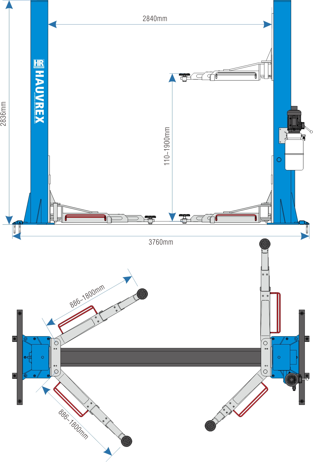 ELEVADOR 2 COLIMNAS HAUVREX 6800KG MODELO HTL2168 2