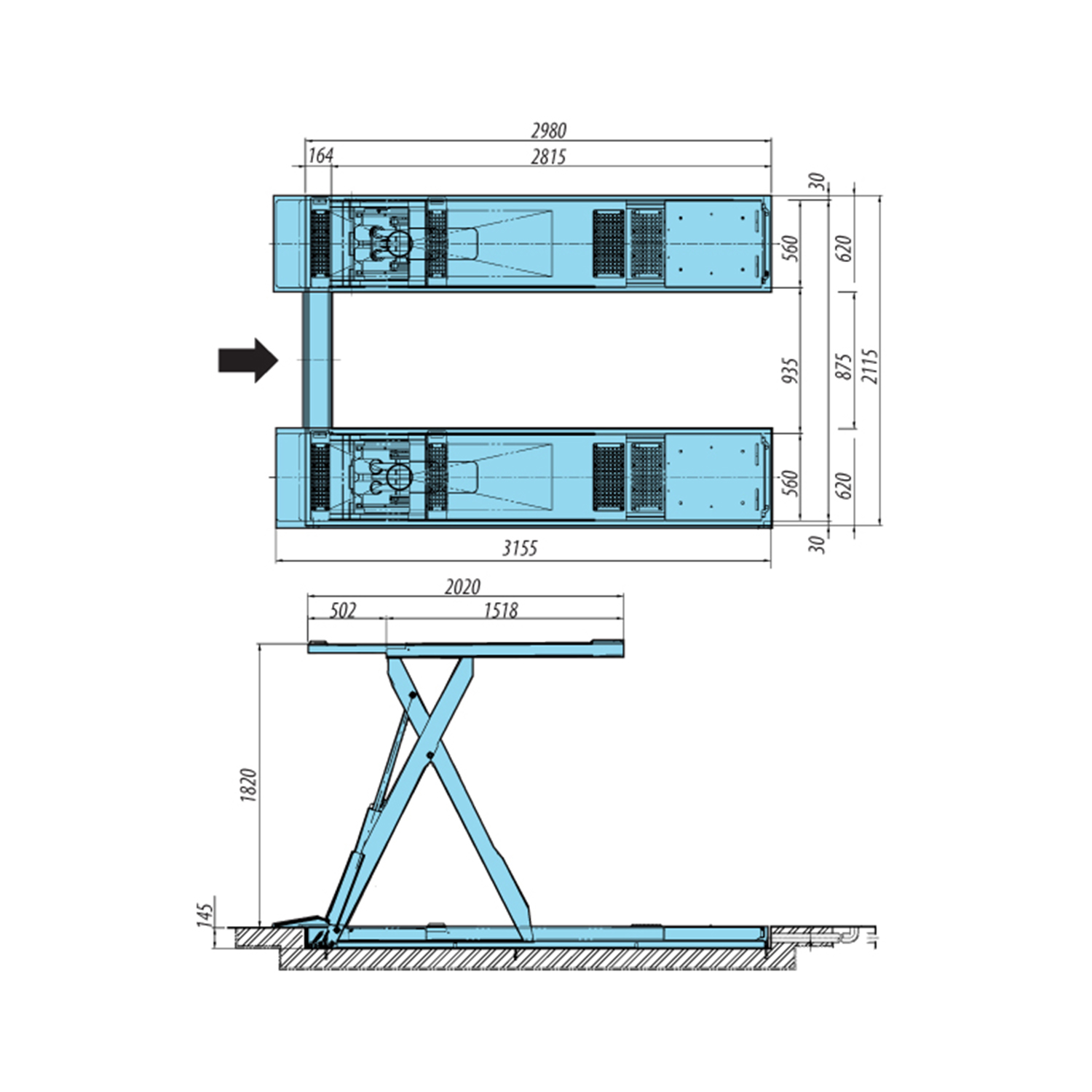 ELEVADOR TIJERAS HESHBON 3000KG HL32X 2