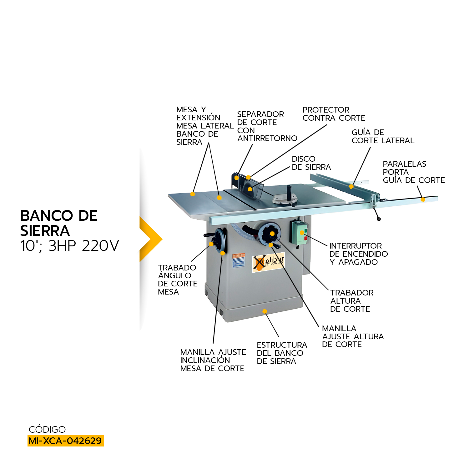 BANCO DE SIERRA XCALIBUR 12 PULGADAS 3HP 380V 2