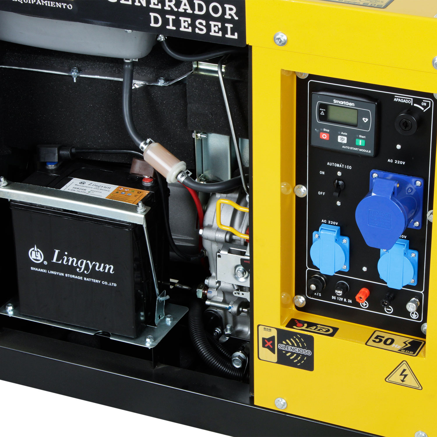 GENERADOR DIESEL 6.5KVA 220V SDG8500S ATS 3