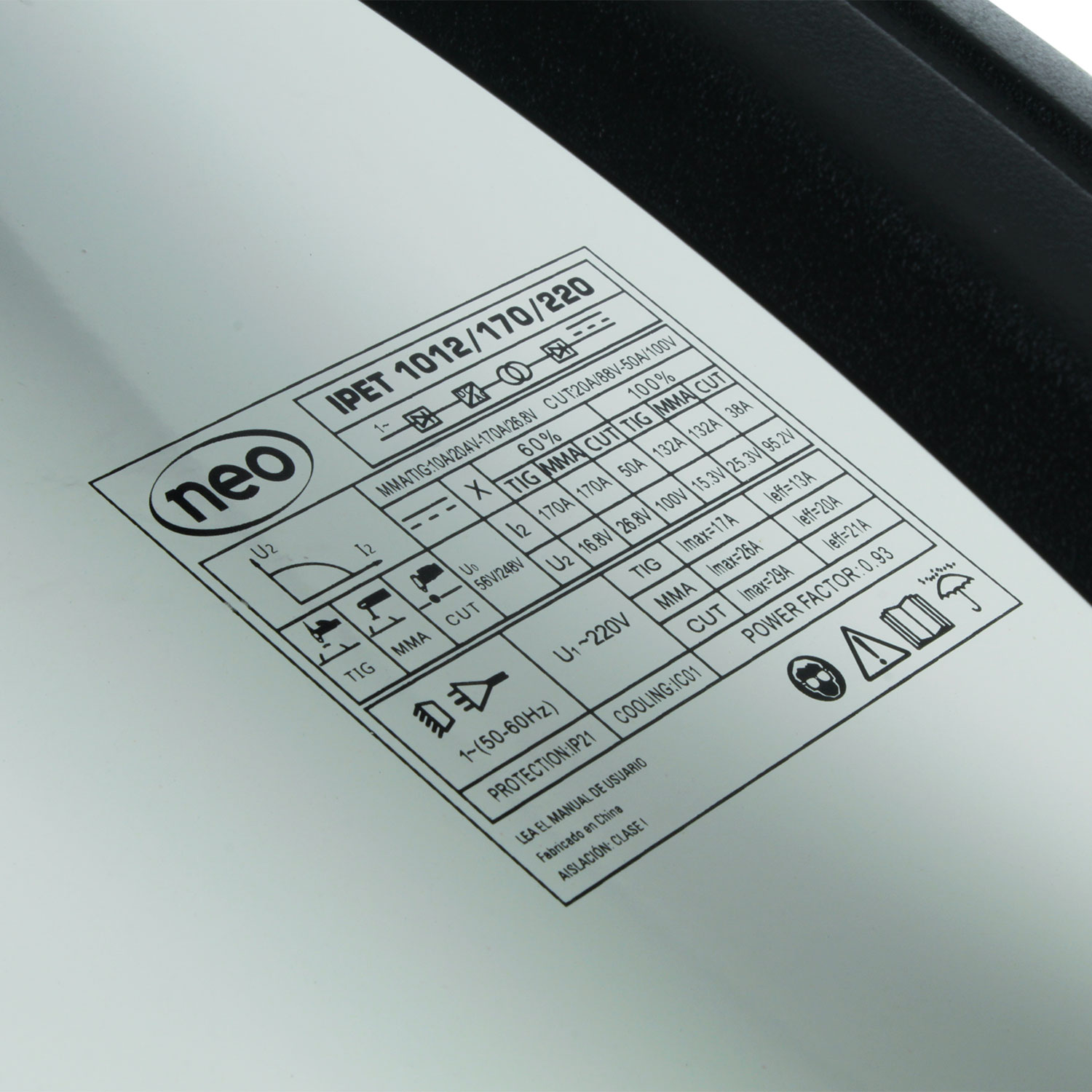 SOLDADORA NEO TIG ARCO CORTA PLASMA 170A IPET1012 170 5