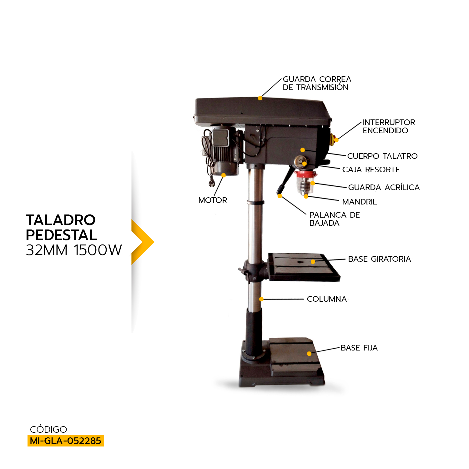 TALADRO DE PEDESTAL 32MM 1500W GLADIATOR 7