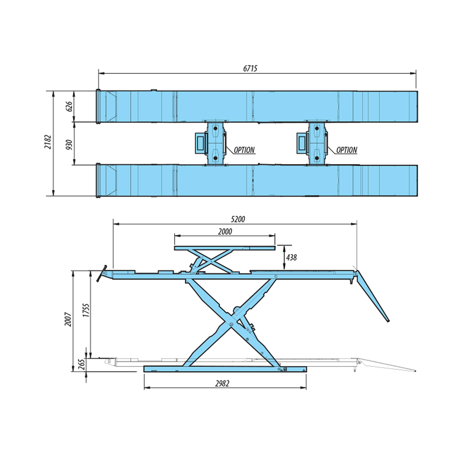 DIMENSIONES ELEVADOR TIJERA HESHBON 5000KG 380V