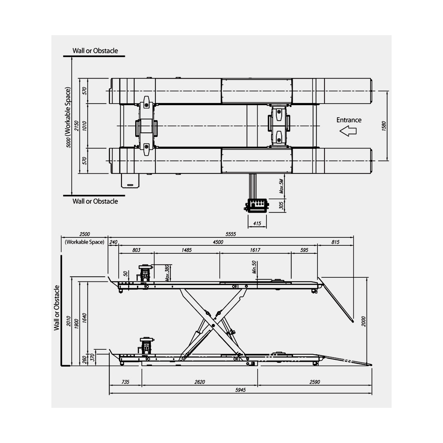 ELEVADOR TIJERA 4000KG 220V HL 53X 2