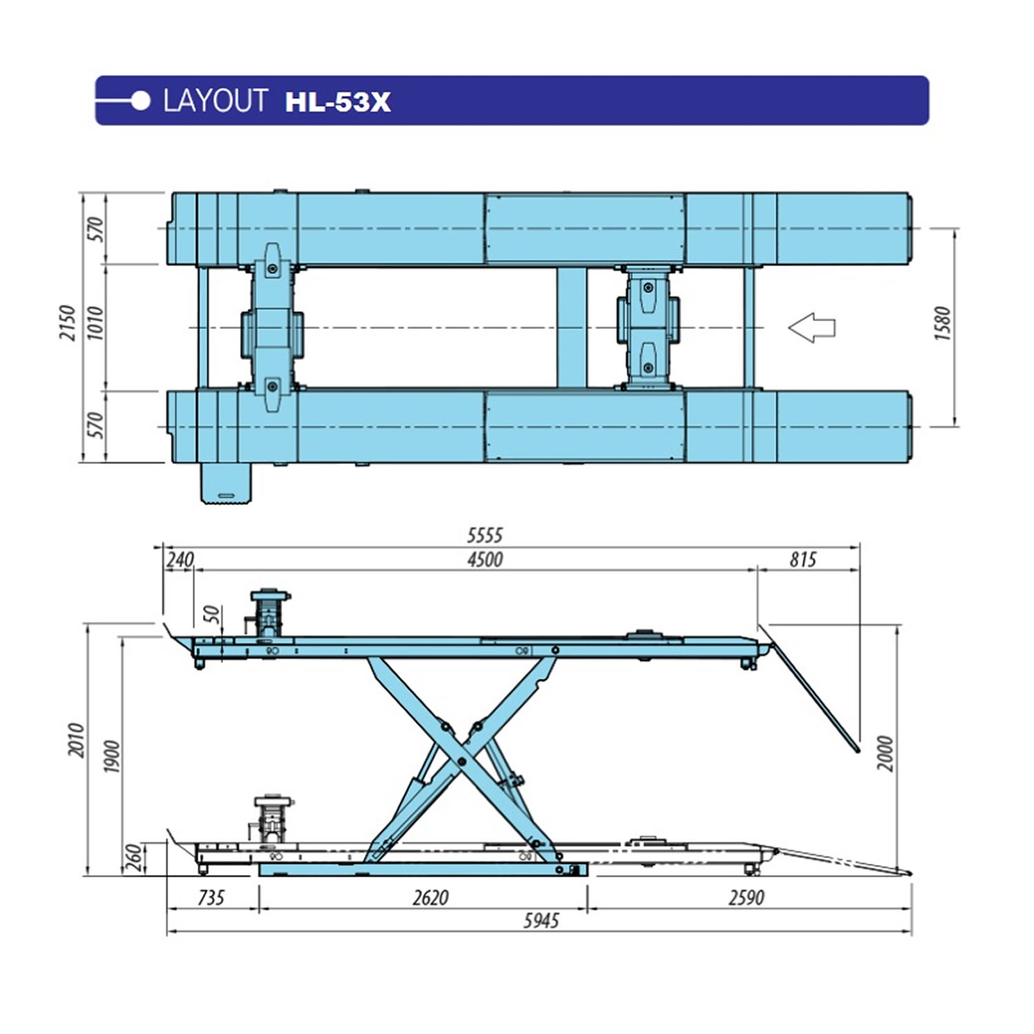 ELEVADOR TIJERA 4000KG 220V HL 53X 3
