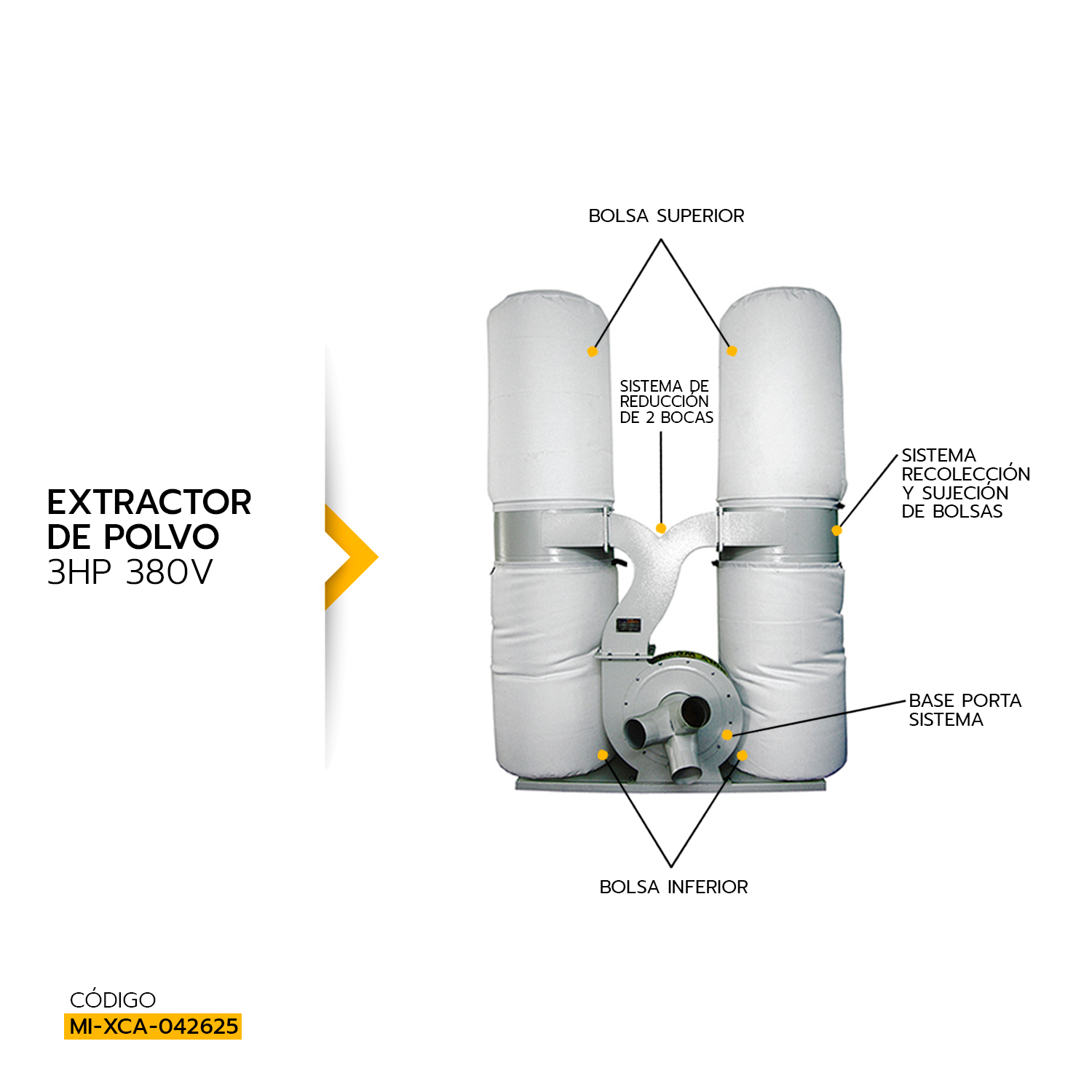 COLECTOR DE POLVO XCALIBUR 380V 3HP 2