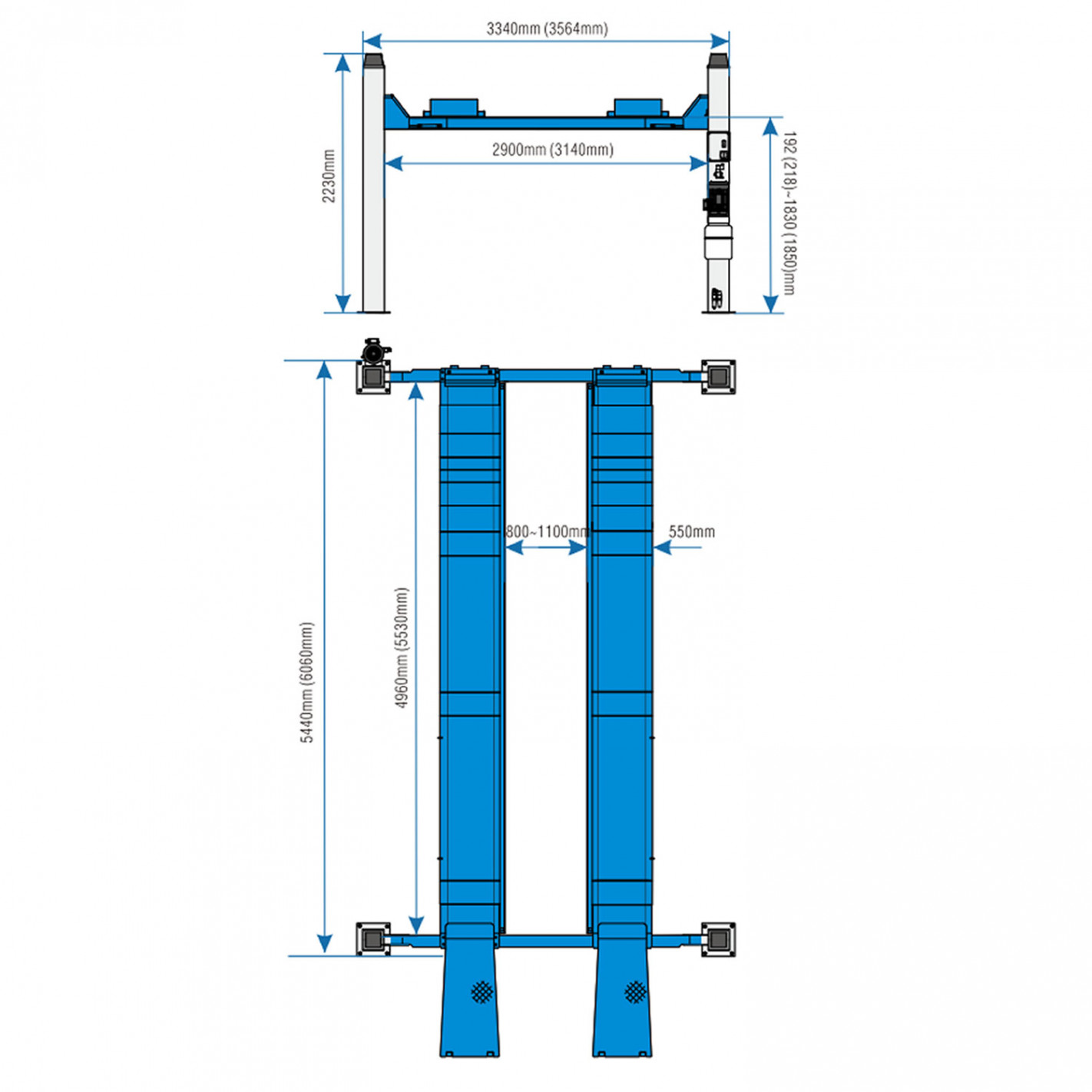 ELEVADOR 4 COLUMNAS ALINEACION ACO 5500KG HFL4155E 2