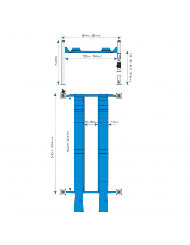ELEVADOR 4 COLUMNAS HAUVREX 4500KG ALINEACION HFL4145E 2